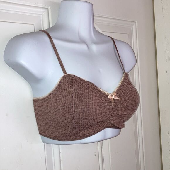 OUT FROM UNDER Bralette Urban Outfitters Brown Lace Bow X-LARGE - Picture 3 of 8